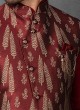 Cowl Style Printed Nehru Jacket Suit